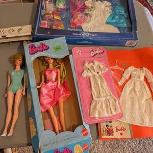 1960-1970 Antique Barbie Dolls with Clothing and Accessories Set